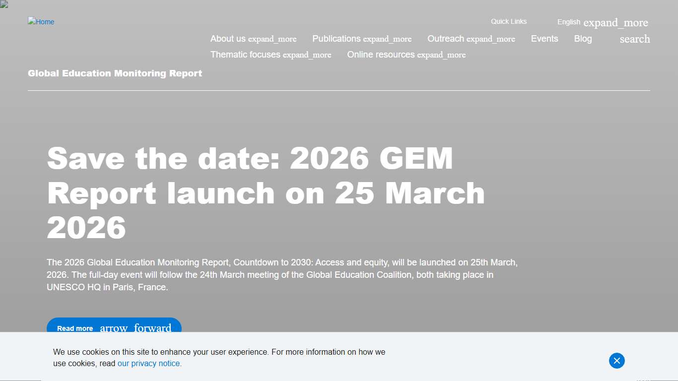 Save the date: 2026 GEM Report launch on 25 March 2026 Global Education Monitoring Report